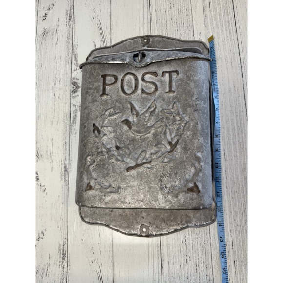 Country Mail Post French Letter Box w/ Bird Motif Wall Mount Cottage Core - Picture 3 of 5